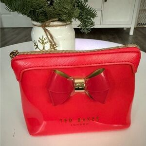 Ted Baker Vibrant Pink Cosmetic Bag with Bow Accent